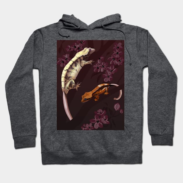 Crested Gecko Cherry Blossoms Hoodie by GothamGeckos